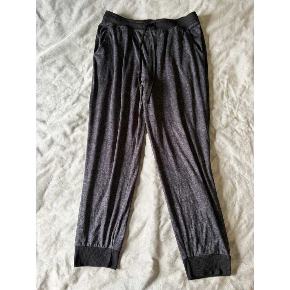 Ande Mens Charcoal Gray Heathered Jogger Pajama Pants Large Drawstring Lounge